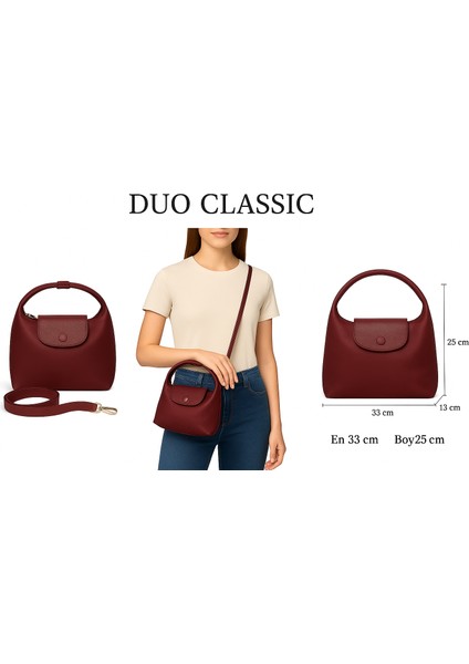 Duo Classic Günlük Çanta Bordo modelleri