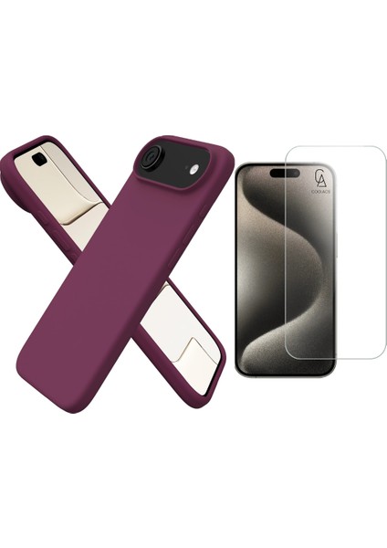 Apple iPhone 17 Air Uyumlu Içi Kadife Lansman Kılıf ve Temperli Cam Ekran Koruyucu