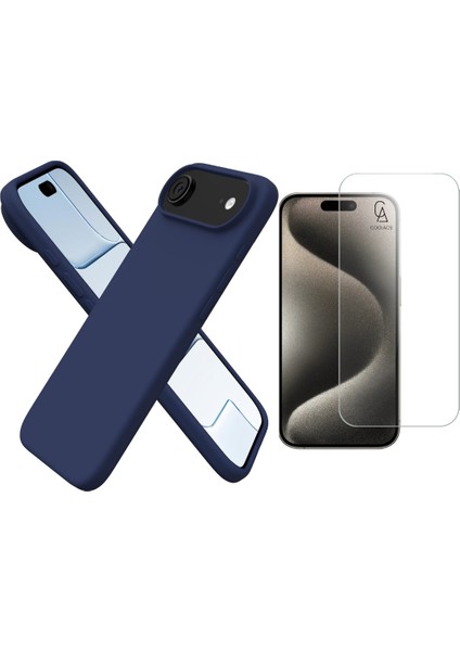 Apple iPhone 17 Air Uyumlu Içi Kadife Lansman Kılıf ve Temperli Cam Ekran Koruyucu