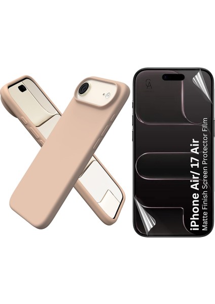 Apple iPhone 17 Air Uyumlu Içi Kadife Lansman Kılıf ve Mat Seramik Tam Kaplayan Cam Ekran Koruyucu