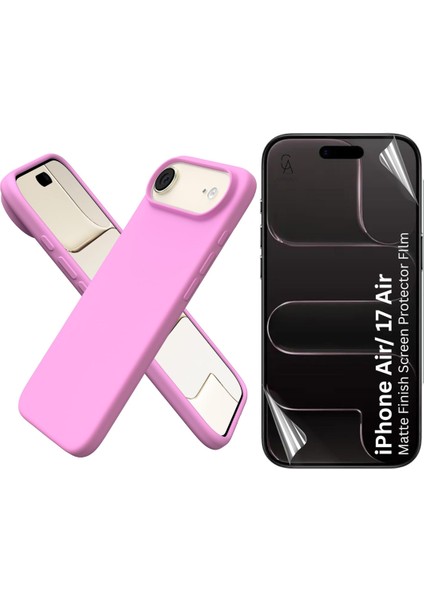 Apple iPhone 17 Air Uyumlu Içi Kadife Lansman Kılıf ve Mat Seramik Tam Kaplayan Cam Ekran Koruyucu