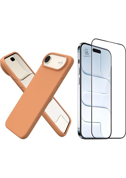 Apple iPhone 17 Air Uyumlu Içi Kadife Lansman Kılıf ve 5d Tam Kaplayan Cam Ekran Koruyucu