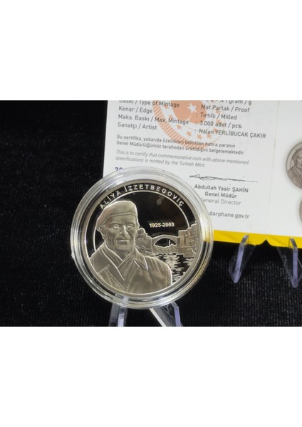 Aliya Izzetbegoviç – Gümüş Hatıra Sikkesi (Darphane, 925 Ayar, Proof) fiyatları