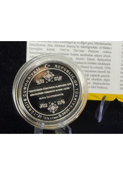 Aliya Izzetbegoviç – Gümüş Hatıra Sikkesi (Darphane, 925 Ayar, Proof)