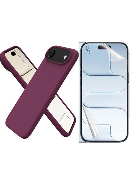 Apple iPhone 17 Air Uyumlu Içi Kadife Lansman Kılıf ve Seramik Tam Kaplayan Cam Ekran Koruyucu