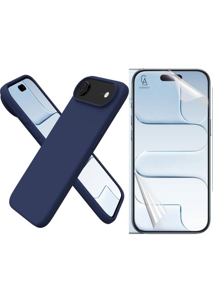 Apple iPhone 17 Air Uyumlu Içi Kadife Lansman Kılıf ve Seramik Tam Kaplayan Cam Ekran Koruyucu