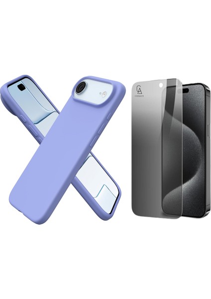 Apple iPhone 17 Air Uyumlu Içi Kadife Lansman Kılıf ve Hayalet Privacy Tam Kaplayan Cam Ekran Koruyucu