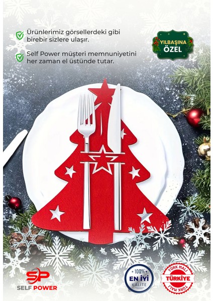 Noel Ağacı Temalı Masaüstü Dekor Seti, Bıçak ve Çatal Takımı modelleri