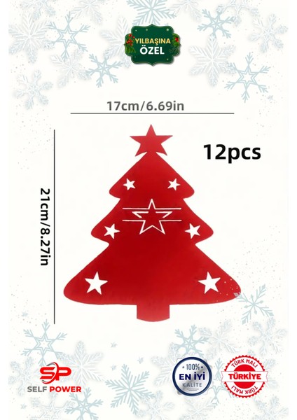 Noel Ağacı Temalı Masaüstü Dekor Seti, Bıçak ve Çatal Takımı