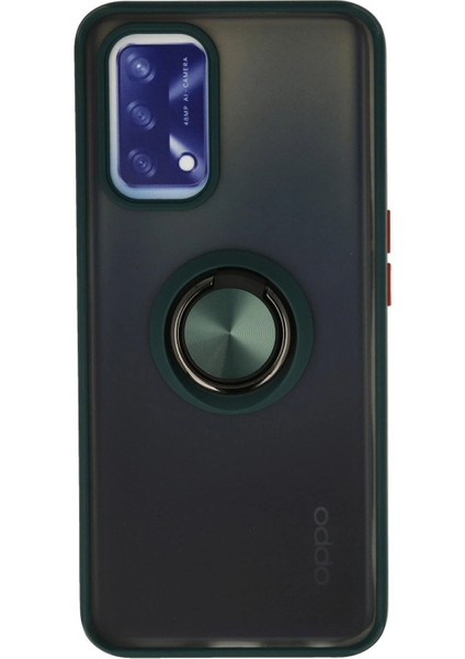 Oppo A74 4g Kılıf Yüzüklü ve Transparan Buğulu Şık Frosta Premium Silikon Kapak