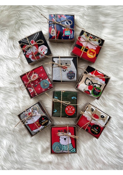 10 Adet Kutulu Renkli Yılbaşı Noel Çorap Seti, Şık ve Eğlenceli Hediye Seçeneği