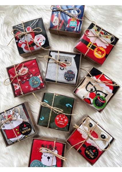 10 Adet Kutulu Renkli Yılbaşı Noel Çorap Seti, Şık ve Eğlenceli Hediye Seçeneği modelleri