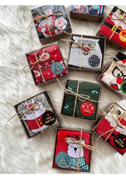 10 Adet Kutulu Renkli Yılbaşı Noel Çorap Seti, Şık ve Eğlenceli Hediye Seçeneği indirimleri