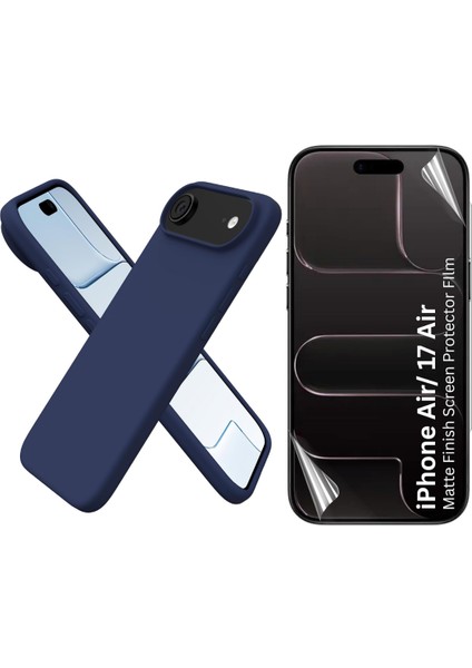 Apple iPhone 17 Air Uyumlu Içi Kadife Lansman Kılıf ve Mat Seramik Tam Kaplayan Cam Ekran Koruyucu