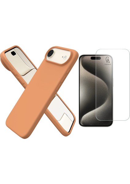 Apple iPhone 17 Air Uyumlu Içi Kadife Lansman Kılıf ve Temperli Cam Ekran Koruyucu