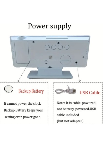 Geniş Ekran LED Projeksiyonlu Çalar Saat