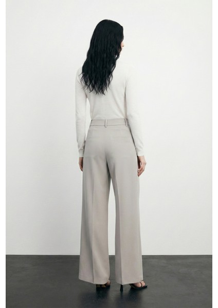 Kadın Yüksek Bel Ayarlanabilir Palazzo Kumaş Pantolon Kahverengi fiyatları