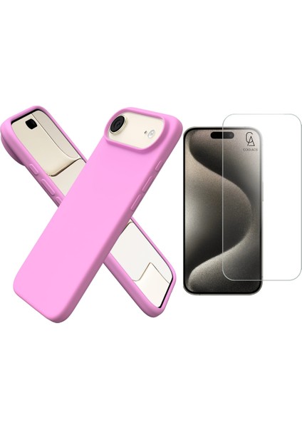 Apple iPhone 17 Air Uyumlu Içi Kadife Lansman Kılıf ve Temperli Cam Ekran Koruyucu