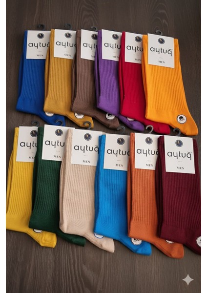 ; Pamuk Soket Erkek Çorabı; Asorti 12'li Kutu; Mevsimlik; 41-45