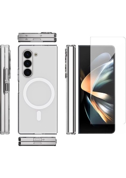 Samsung Galaxy Z Fold 6 Kılıf Kamera Korumalı M-Safe Sert Pc Zore Porto Kapak + Nano Ekran Koruyucu