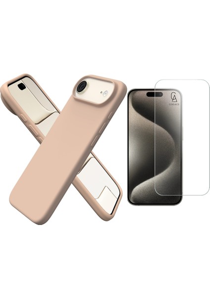 Apple iPhone 17 Air Uyumlu Içi Kadife Lansman Kılıf ve Temperli Cam Ekran Koruyucu