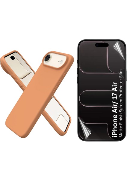 Apple iPhone 17 Air Uyumlu Içi Kadife Lansman Kılıf ve Mat Seramik Tam Kaplayan Cam Ekran Koruyucu