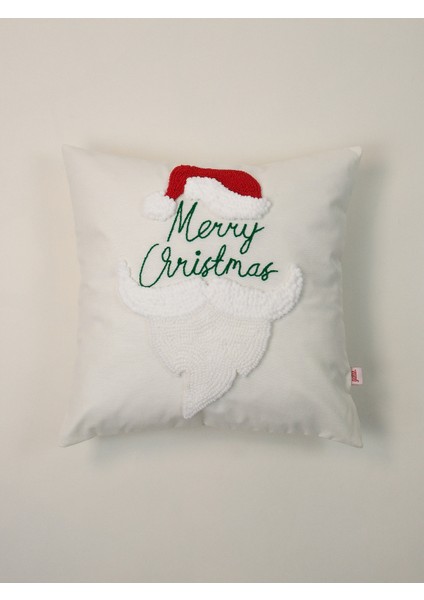 Kadife Tüylü Noel Baba Kırlent Kılıfı, Noel Temalı Dekorasyon, Yumuşak ve Şık Tasarım
