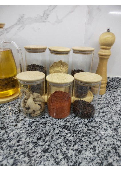 6'lı Bambu Kapaklı Hava Geçirmez Cam Kavanoz Seti - Baharat Kuruyemiş Bakliyat Çay Kahve Şeker Tuz Saklama Kabı Mutfak Düzenleyici fiyatları