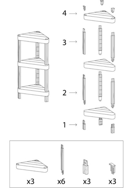 3 Katlı Köşe Rafı - Banyo Mutfak Raf - Düzenleyici Organizer indirimleri