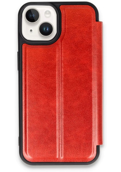 iPhone 14 Kapaklı Kılıf Içi Süet Kaplı ve Kartlıklı Pu Deri Kapak Ryc/flip Cover