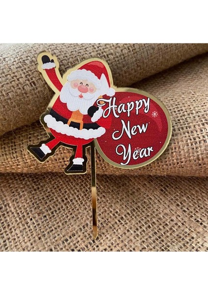 Yılbaşı Temalı 10 cm Renkli Pleksi Noel Baba Model-3 Dekorasyonu