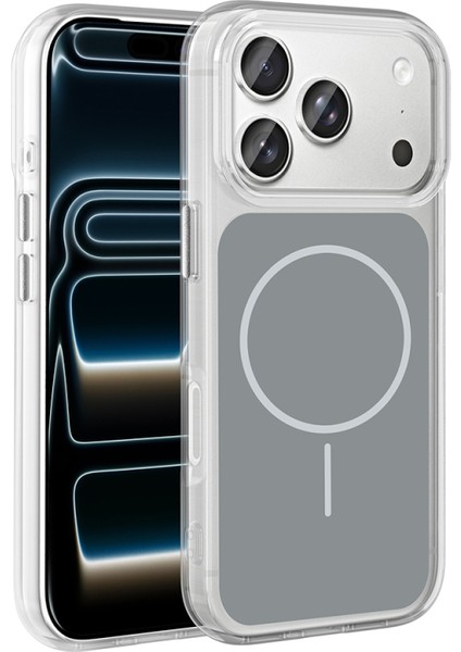 iPhone 17 Pro Kılıf M-Safe Şarj Destekli Premium Sert Kılıf – Şık Metal Tuş Detaylı Ryc / Ikonik