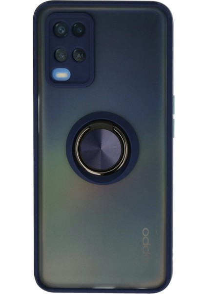 Oppo A54 4g Kılıf Yüzüklü ve Transparan Buğulu Şık Frosta Premium Silikon Kapak