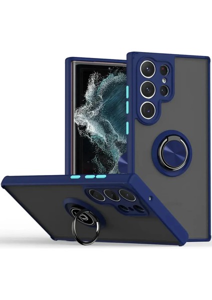 Samsung Galaxy S25 Ultra Kılıf Yüzüklü ve Transparan Buğulu Şık Frosta Premium Silikon Kapak