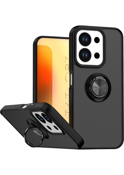 Redmi 15C 4g Kılıf Yüzüklü ve Transparan Buğulu Şık Frosta Premium Silikon Kapak