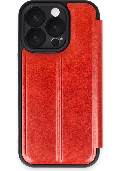 iPhone 16 Pro Kılıf Cüzdan Özellikli Içi Süet Kaplamalı Foldiva Premium Pu Deri Kapak