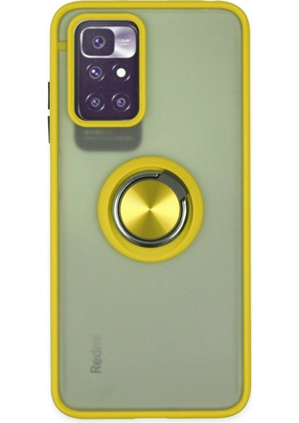 Redmi 10 2022 Kılıf Arkası Buz Tasarımlı ve Yüzüklü Kenarları Renkli Şık Montreal Yüzüklü Silikon Kapak