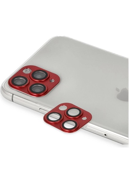 Iphone 11 Pro Max Pers Alüminyum Kamera Lens - Kırmızı