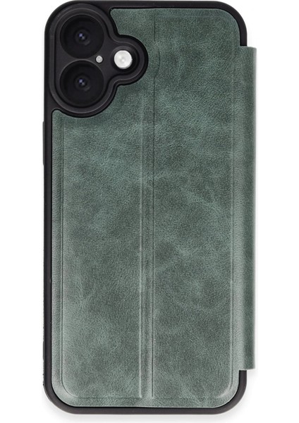 iPhone 16 Kapaklı Kılıf Içi Süet Kaplı ve Kartlıklı Pu Deri Kapak Ryc/flip Cover