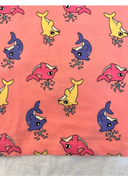 Kız Çocuk Likralı Penye Kaliteli Yunus Baskılı Pijama Takımı fırsatları