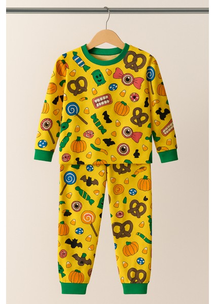 Çocuk Likralı Penye Kaliteli Şeker Baskılı Pijama Takımı modelleri