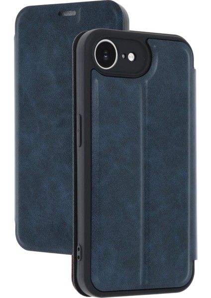 iPhone 16E Kapaklı Kılıf Içi Süet Kaplı ve Kartlıklı Pu Deri Kapak Ryc/flip Cover