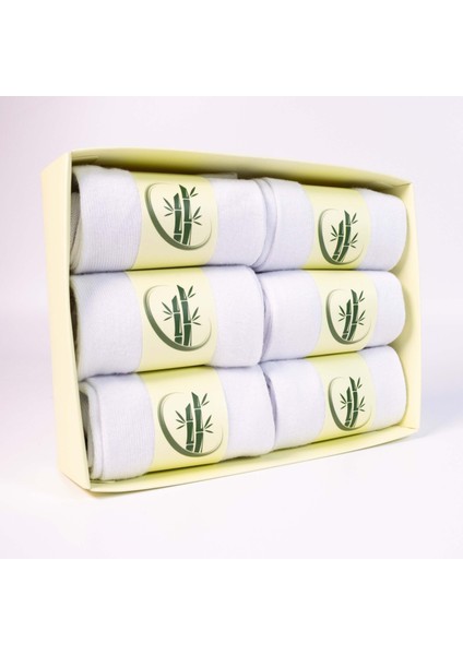 6'lı Premium Unisex Beyaz Bambu Soket Çorap Seti – Kutulu modelleri