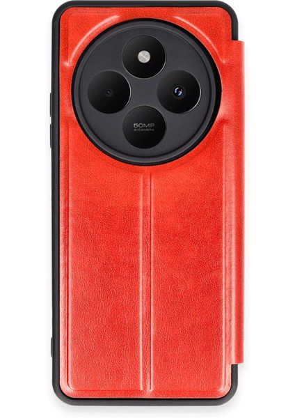 Redmi 14C Kapaklı Kılıf Içi Süet Kaplı ve Kartlıklı Pu Deri Kapak Ryc/flip Cover