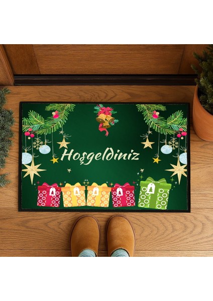 Renkli Noel Hoşgeldiniz Kapı Önü Paspası 60X40 Cm, Şık ve Canlı Tasarım fiyatları