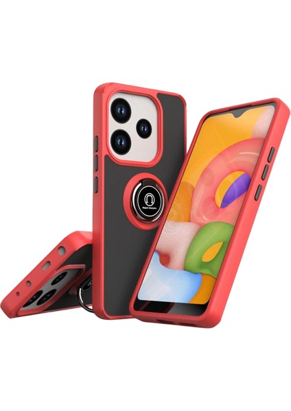 Redmi Note 14 4g Kılıf Yüzüklü ve Transparan Buğulu Şık Frosta Premium Silikon Kapak