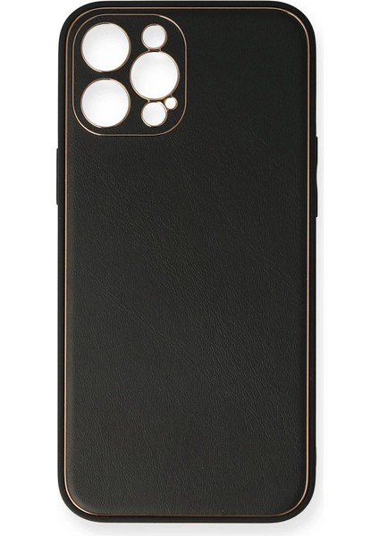 Iphone 12 Pro Max Kılıf Coco Deri Silikon Kapak - Siyah