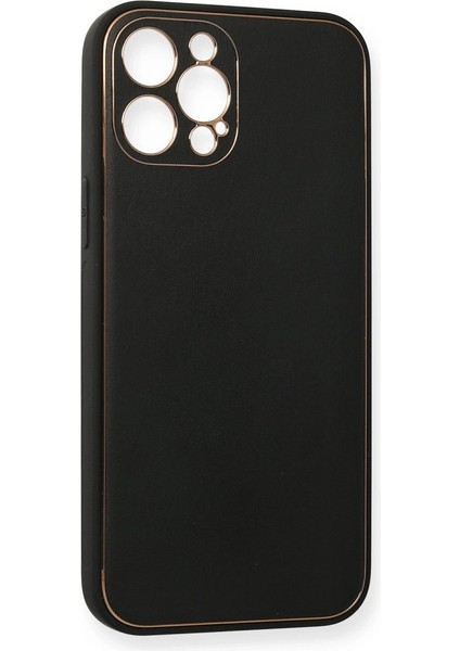 Iphone 12 Pro Max Kılıf Coco Deri Silikon Kapak - Siyah modelleri