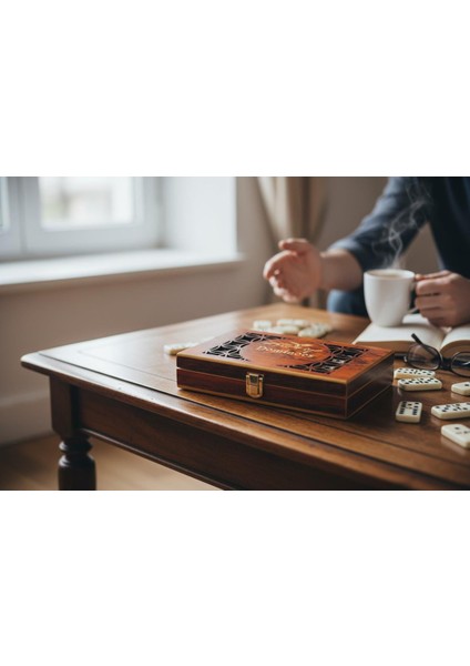 Lüks Ahşap Kutulu Türkiye Logolu Premium Domino Seti 28 Parça 6 Çift Aile Oyunu Yeni Yıl Hediyesi -B modelleri