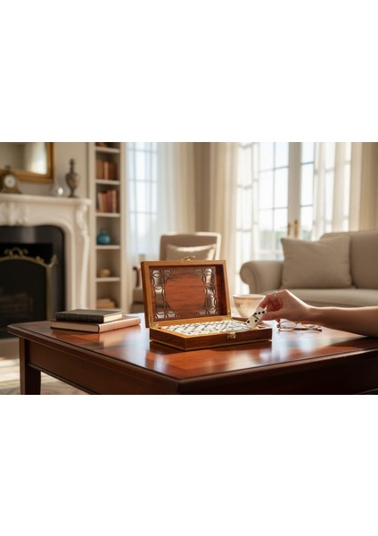 Lüks Ahşap Kutulu Türkiye Logolu Premium Domino Seti 28 Parça 6 Çift Aile Oyunu Yeni Yıl Hediyesi -B fırsatları